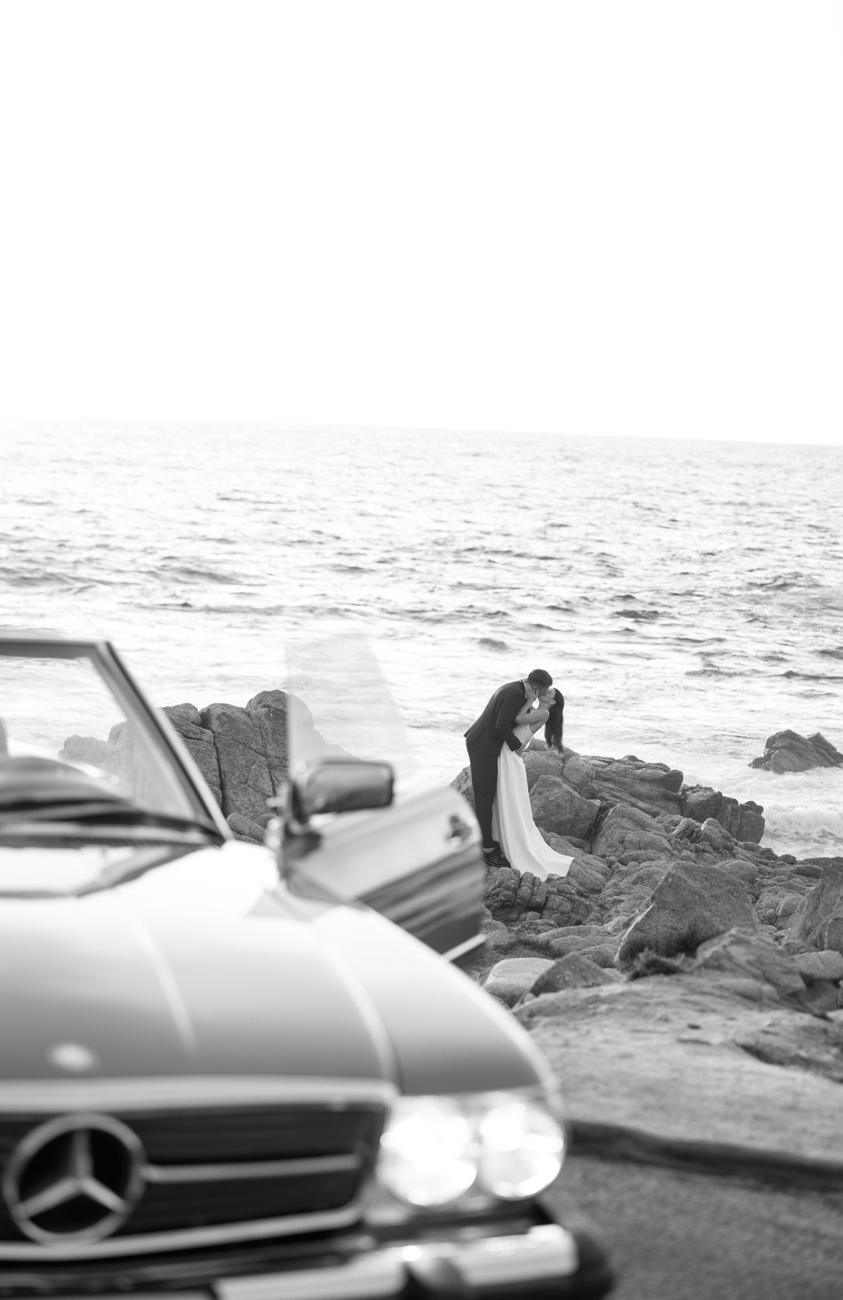 The Mercedes parked above the ocean